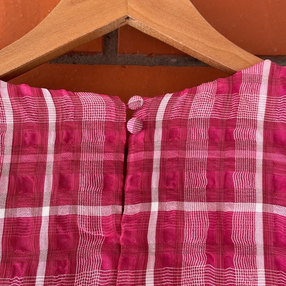 MADEWELL Women's Pink Short Sleeve Plaid Blouse Top Size Small - Picture 8 of 10